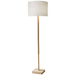 Ellis Floor Lamp - Natural Wood / White Linen / White Linen