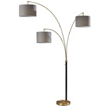 Bergen 3-Arms Floor Lamp - Antique Brass / Black / Grey