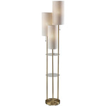 Trio Shelf Floor Lamp - Antique Brass / Natural Wood