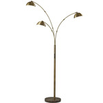 Bolton 3-Arms Color-Select Floor Lamp - Antique Brass / Brown Marble / Frosted