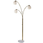Remi 3-Arms Floor Lamp - White / Antique Brass / Opal White