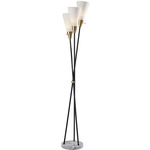 Dixon 3-Light Torchiere - Black / Antique Brass / Frosted