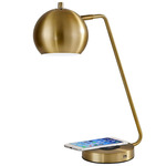 Emerson Arc Lamp with Charging Port - Overstock - Antique Brass / White