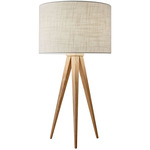 Director Table Lamp - Natural Oak Wood / Off White