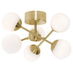 Pearl Semi Flush Ceiling Light - Satin Brass / Frosted