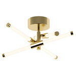 Rusnak Semi Flush Ceiling Light - Satin Brass / White