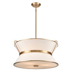 Layla Chandelier - Brushed Brass / White Linen