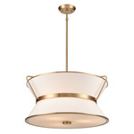 Layla Chandelier - Brushed Brass / White Linen