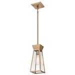 Lucian Long Pendant - Brushed Brass / Clear
