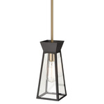 Lucian Long Pendant - Black / Brass / Clear