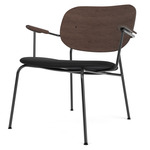 Co Upholstered Seat Lounge Chair - Black / Dark Oak / Sierra Black Leather