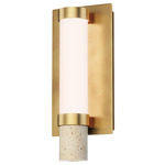 Travertine Wall Light - Gold/ Travertine / White