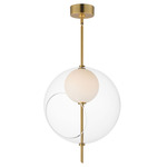 Martini Pendant - Natural Aged Brass / Clear