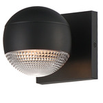 Modular Ribbed Globe Outdoor Wall Sconce - Black / Clear