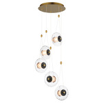 Amulet Muliti Light Pendant - Aged Brass / Black / Clear