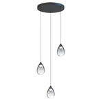 Dewdrop Round Multi Light Pendant - Black / Smoke