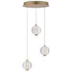 Rhythm Round Multi Light Pendant - Gold / Clear
