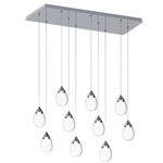 Dewdrop Multi Light Linear Pendant - Polished Chrome / Clear