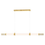 Travertine Linear Pendant - Gold / Travertine / White