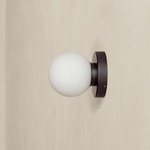 Orb Outdoor Surface Mount - Blackened Brass / White Glass