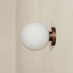 Orb Outdoor Surface Mount - Patina Brass / White Glass