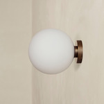 Orb Outdoor Surface Mount - Patina Brass / White Glass