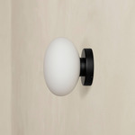 Mushroom Outdoor Surface Mount - Black / White Glass