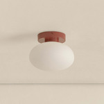 Mushroom Outdoor Surface Mount - Oxide Red / White Glass