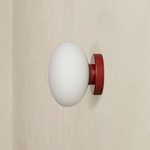 Mushroom Outdoor Surface Mount - Oxide Red / White Glass