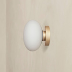 Mushroom Outdoor Surface Mount - Brass / White Glass