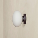 Mushroom Outdoor Surface Mount - Blackened Brass / White Glass