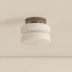 Puck Outdoor Surface Mount - Patina Brass / White Glass