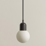 Orb Outdoor Pendant - Black / White Glass