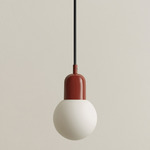 Orb Outdoor Pendant - Oxide Red / White Glass