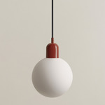 Orb Outdoor Pendant - Oxide Red / White Glass