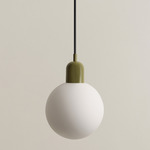 Orb Outdoor Pendant - Reed Green / White Glass