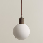 Orb Outdoor Pendant - Blackened Brass / White Glass