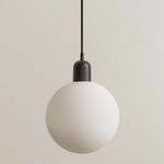 Orb Outdoor Pendant - Black / White Glass