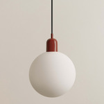 Orb Outdoor Pendant - Oxide Red / White Glass