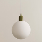 Orb Outdoor Pendant - Reed Green / White Glass
