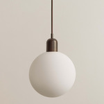 Orb Outdoor Pendant - Blackened Brass / White Glass