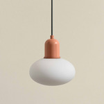 Mushroom Outdoor Pendant - Peach / White Glass