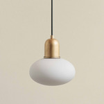 Mushroom Outdoor Pendant - Brass / White Glass