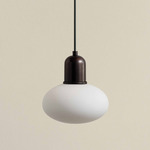 Mushroom Outdoor Pendant - Blackened Brass / White Glass