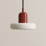 Puck Outdoor Pendant - Oxide Red / White Glass