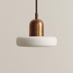 Puck Outdoor Pendant - Patina Brass / White Glass