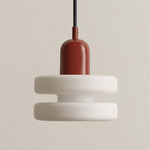 Puck Outdoor Pendant - Oxide Red / White Glass