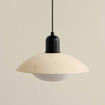 Arundel Mushroom Outdoor Pendant - Black / Bone Shade