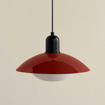 Arundel Mushroom Outdoor Pendant - Black / Oxide Red Shade