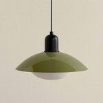 Arundel Mushroom Outdoor Pendant - Black / Reed Green Shade